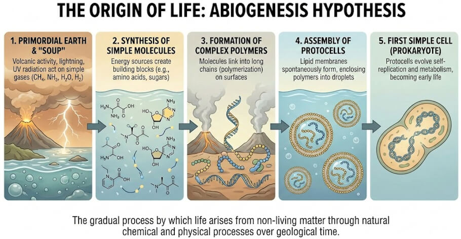 Abiogenesis hypothesis diagram